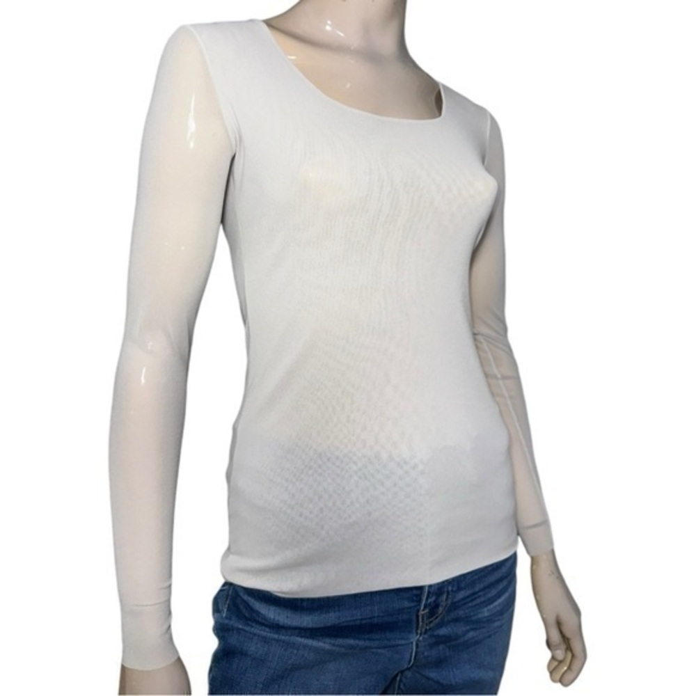 D.EXTERIOR NWT Women’s Size S Light Gray Mesh Long Sleeve Crewneck Top